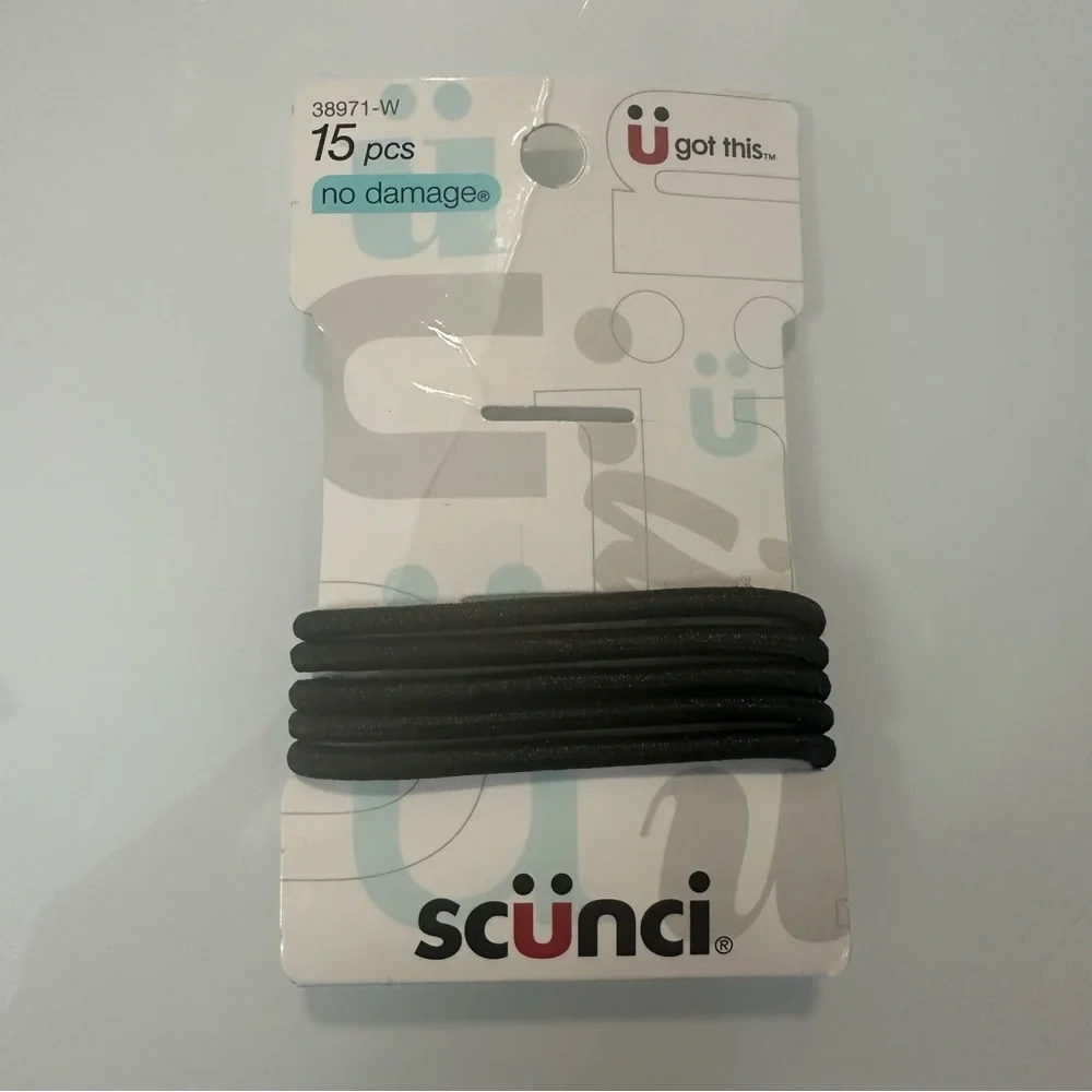 🆓FREE with purchase! Scünci New No Damage Elastic Hair Ties Set of 5 Black